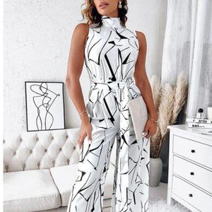 Women"s Abstract Printed Halter Neck Jumpsuit